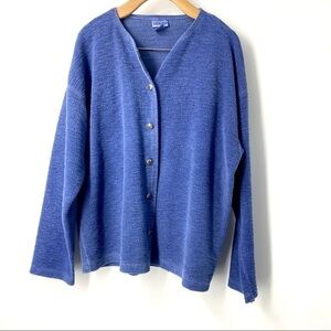 Vintage Gramici blue flax button front cardigan L